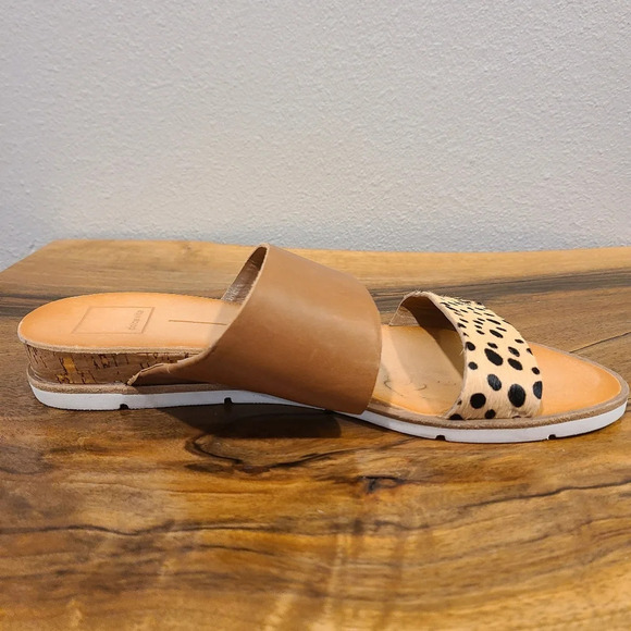 Dolce Vita Vala Leopard Print Calf Hair Slide Sandals - Picture 5 of 12